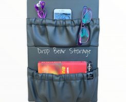 Double storage pocket in vinyl. charcoal colour. 100% australian made and owned
