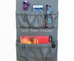 Double storage pocket in vinyl. stone colour. 100% australian made and owned
